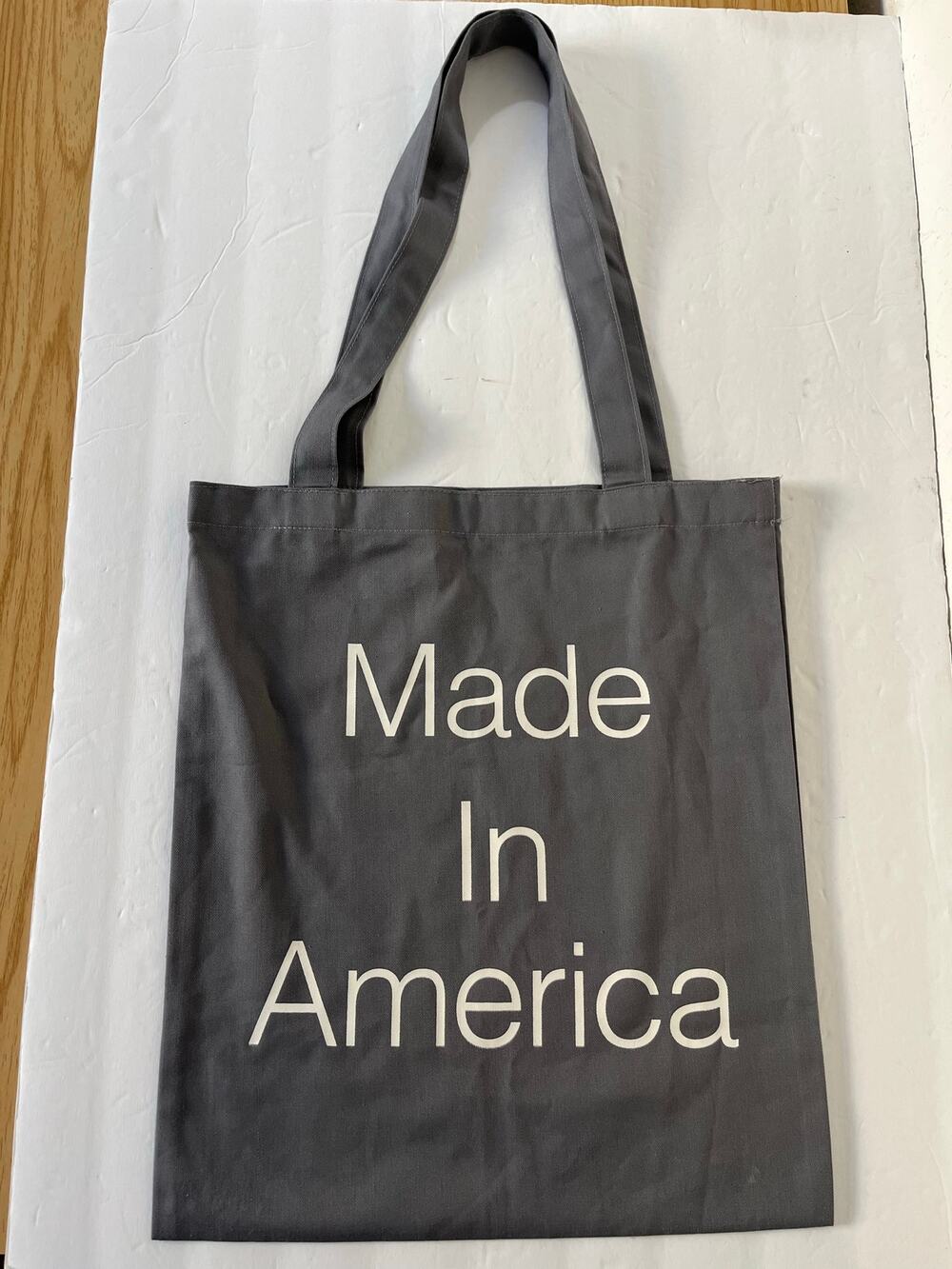 "Portobella America" and "Made In America" Grey Promotional Tote Bag